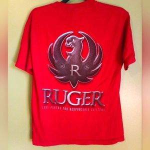Ruger Men's Red Short Sleeve Tshirt Size Medium (Maín Photo Is Back Of Shirt)